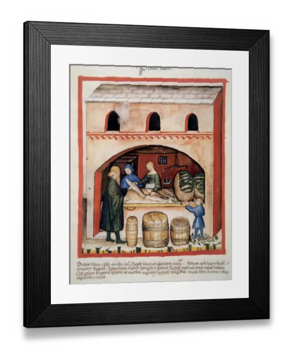 Framed Print : Tacuinum Sanitatis. Medieval Health Handbook, dated before 1400, based on observations Framed Print : Tacuinum Sanitatis. Medieval Health Handbook, dated before 1400, based on observations