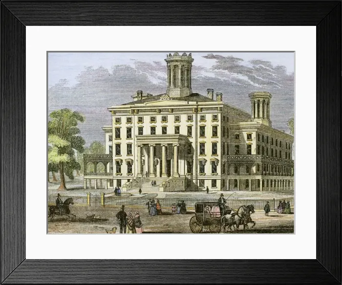 Framed Print : Indiana Institution for the Blind, founded in 1847. Indianapolis, 1854. United States Framed Print : Indiana Institution for the Blind, founded in 1847. Indianapolis, 1854. United States