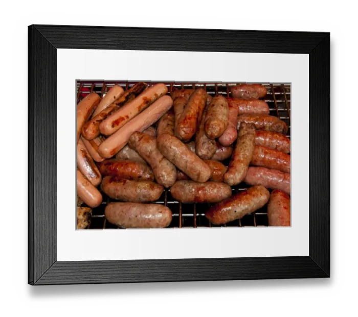 Framed Print : Roasted hot dogs and sausages Framed Print : Roasted hot dogs and sausages