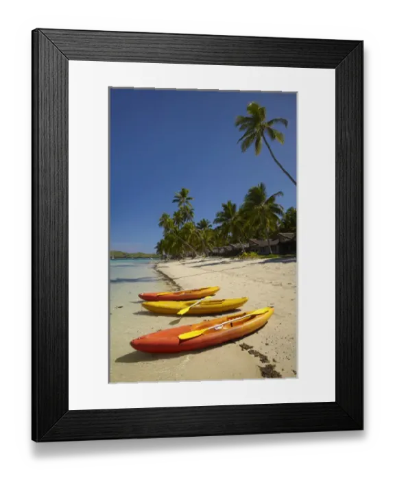 Framed Print : Kayaks on the beach, Plantation Island Resort, Malolo Lailai Island, Mamanuca Islands Framed Print : Kayaks on the beach, Plantation Island Resort, Malolo Lailai Island, Mamanuca Islands