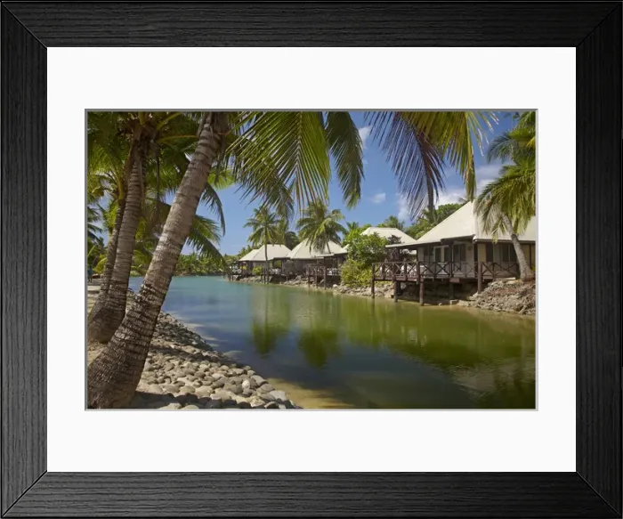 Framed Print : Lagoon Bures, Musket Cove Island Resort, Malolo Lailai Island, Mamanuca Islands, Fiji
