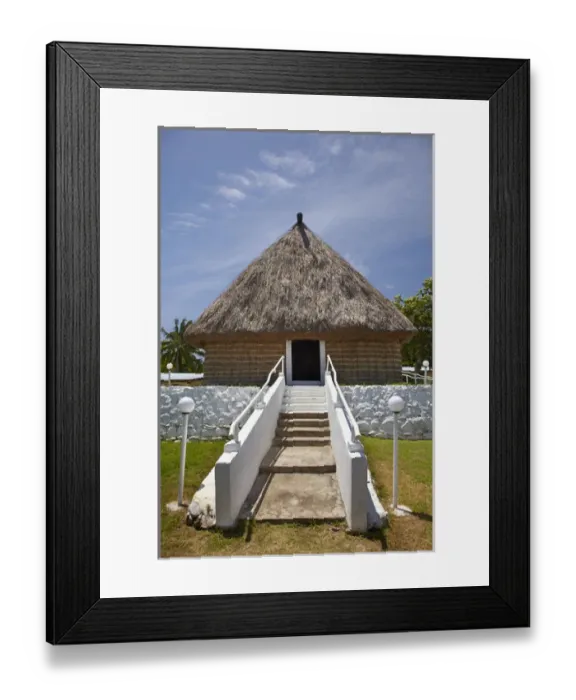Framed Print : Meeting House, Solevu Village (Shell Village), Malolo Island, Mamanuca Islands, Fiji