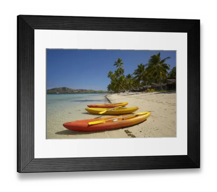 Framed Print : Kayaks on the beach, Plantation Island Resort, Malolo Lailai Island, Mamanuca Islands Framed Print : Kayaks on the beach, Plantation Island Resort, Malolo Lailai Island, Mamanuca Islands
