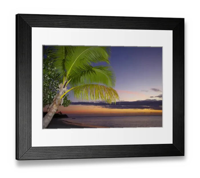 Framed Print : Palm trees and sunset, Plantation Island Resort, Malolo Lailai Island, Mamanuca Islands Framed Print : Palm trees and sunset, Plantation Island Resort, Malolo Lailai Island, Mamanuca Islands