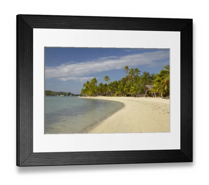 Framed Print : Beach and palm trees, Plantation Island Resort, Malolo Lailai Island, Mamanuca Islands Framed Print : Beach and palm trees, Plantation Island Resort, Malolo Lailai Island, Mamanuca Islands