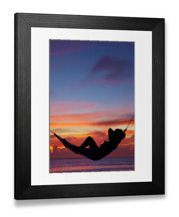 Framed Print : Woman in hammock at sunset, Coral Coast, Viti Levu, Fiji, South Pacific (MR) Framed Print : Woman in hammock at sunset, Coral Coast, Viti Levu, Fiji, South Pacific (MR)
