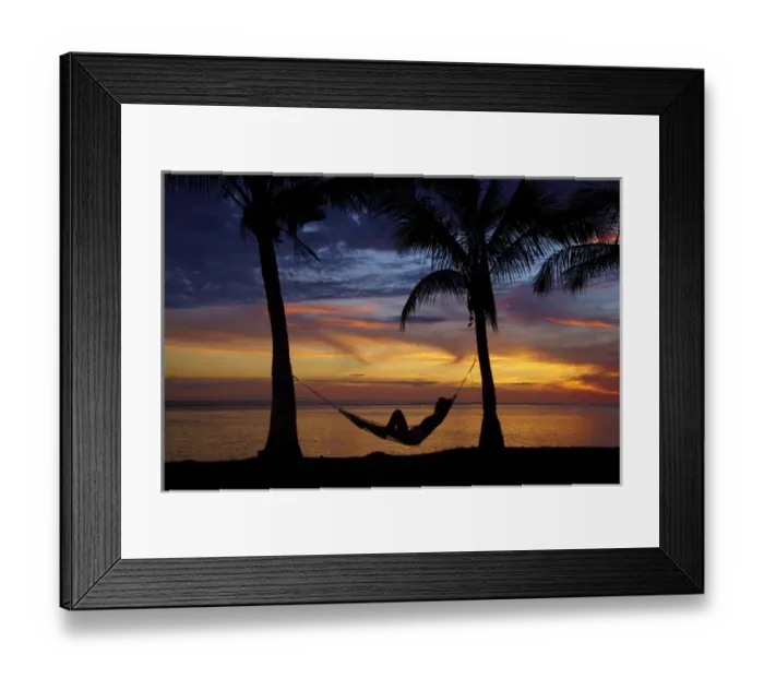 Framed Print : Woman in hammock, and palm trees at sunset, Coral Coast, Viti Levu, Fiji, South Pacific Framed Print : Woman in hammock, and palm trees at sunset, Coral Coast, Viti Levu, Fiji, South Pacific