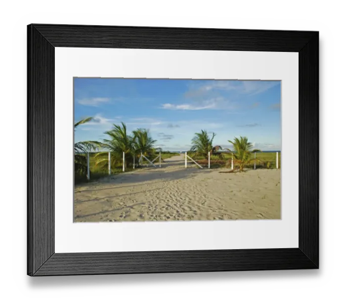 Framed Print : Brazil, Pernambuco, Ilha de Itamaraca, sand yard towards the ocean Framed Print : Brazil, Pernambuco, Ilha de Itamaraca, sand yard towards the ocean