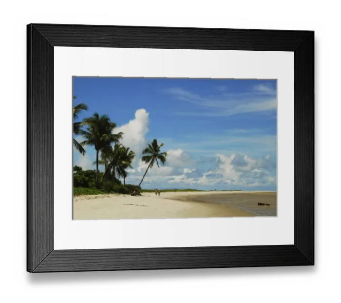 Framed Print : Brazil, Pernambuco, Ilha de Itamaraca, Corrao de Aviao, white beach with palm trees