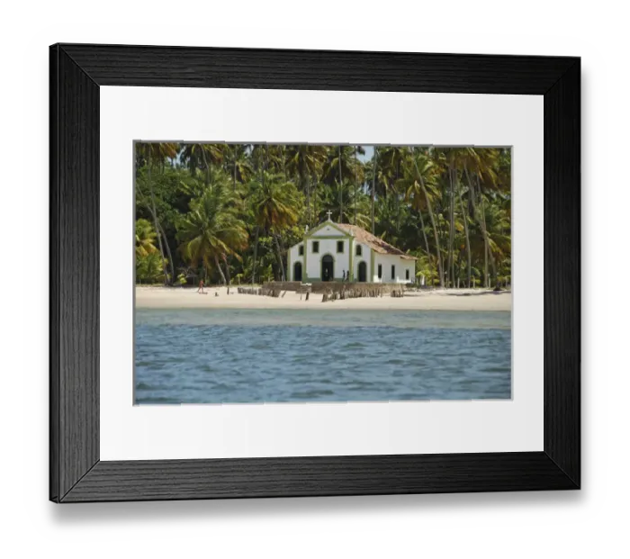 Framed Print : Brazil, Pernambuco, Praia dos Carneiros, little church on the beachamid the vegetation Framed Print : Brazil, Pernambuco, Praia dos Carneiros, little church on the beachamid the vegetation