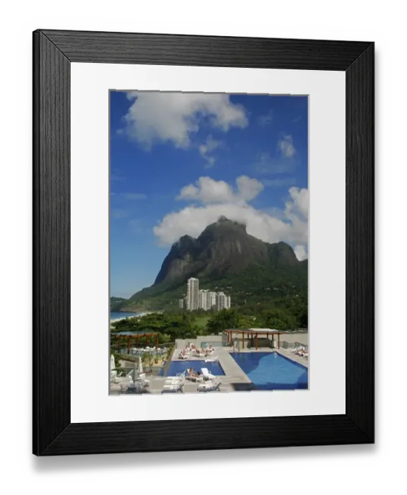 Framed Print : Brazil, Rio de Janeiro, Sao Conrado, view from Intercotinental Hotel on swimming pool
