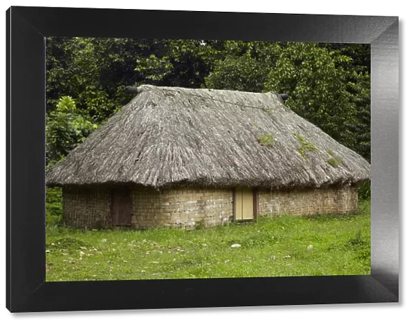 Traditional Fijian house with thatched roof, Coral Coast, Viti Levu, Fiji, South Pacific
