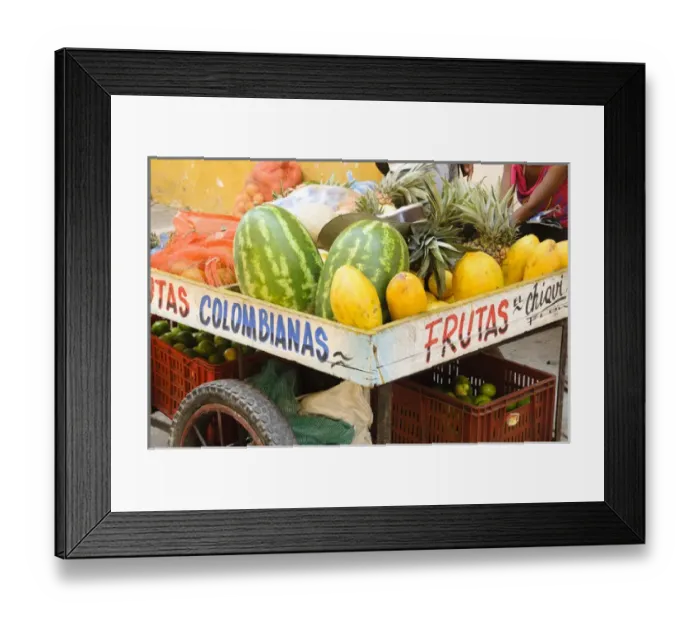 Framed Print : Colombia, Cartagena. Fruit cart