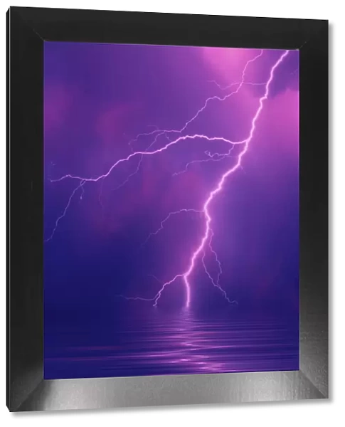 Lightning bolts over water. (digital composite) Credit as: Steve Satushek  /  Jaynes