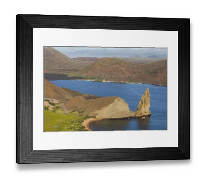 Framed Print : South America, Ecuador, Galapagos Islands, Santiago, Bartolome. View of the volcanic landscape