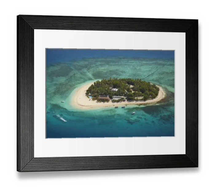 Framed Print : Beachcomber Island Resort, Mamanuca Islands, Fiji, South Pacific - aerial Framed Print : Beachcomber Island Resort, Mamanuca Islands, Fiji, South Pacific - aerial