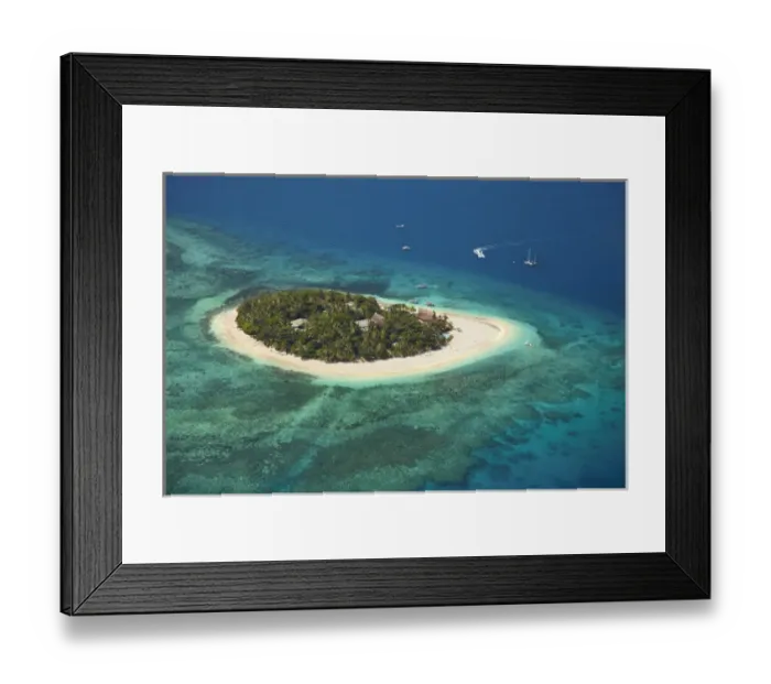 Framed Print : Beachcomber Island Resort, Mamanuca Islands, Fiji, South Pacific - aerial