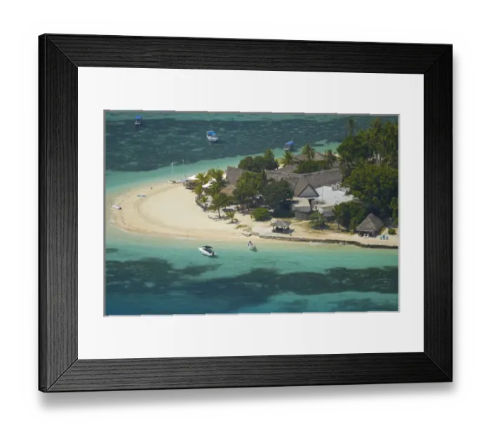 Framed Print : Castaway Island Resort, Castaway Island, Mamanuca Islands, Fiji, South Pacific - aerial