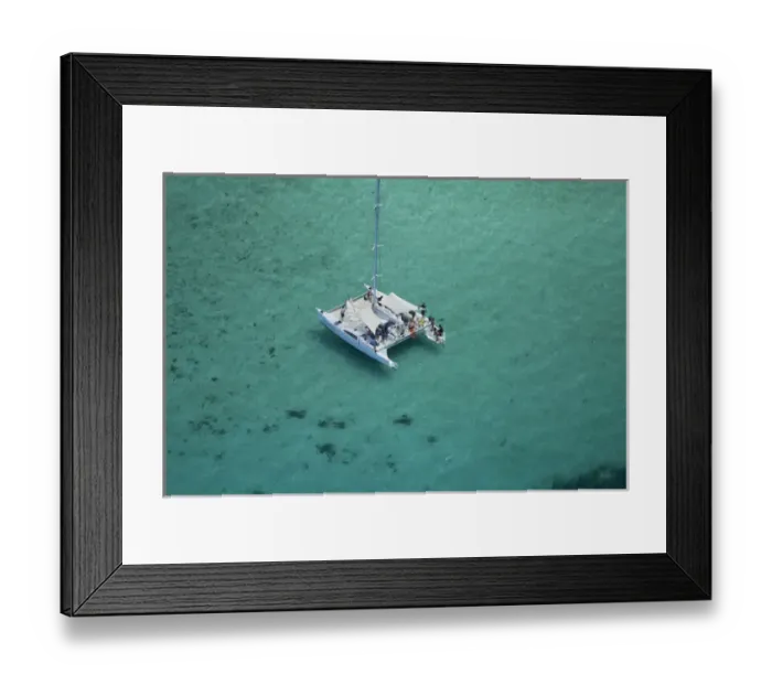 Framed Print : Catamaran, Mamanuca Islands, Fiji, South Pacific - aerial Framed Print : Catamaran, Mamanuca Islands, Fiji, South Pacific - aerial