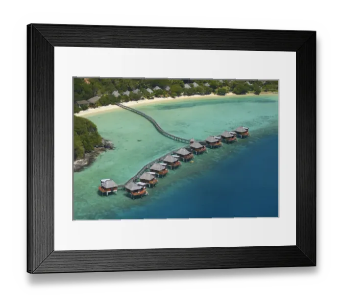 Framed Print : Likuliku Lagoon Resort, Malolo Island, Mamanuca Islands, Fiji, South Pacific - aerial Framed Print : Likuliku Lagoon Resort, Malolo Island, Mamanuca Islands, Fiji, South Pacific - aerial