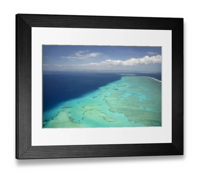 Framed Print : Malolo Barrier Reef off Malolo Island, Mamanuca Islands, Fiji, South Pacific - aerial