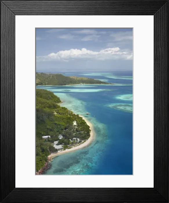 Framed Print : Malolo Island Resort, Malolo Island, Mamanuca Islands, Fiji, South Pacific - aerial
