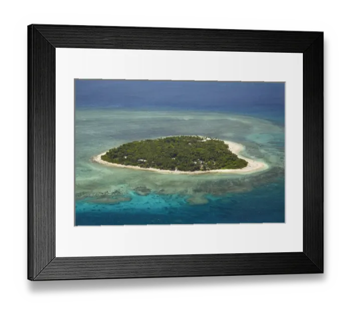 Framed Print : Tavarua Island and coral reef, Mamanuca Islands, Fiji, South Pacific - aerial Framed Print : Tavarua Island and coral reef, Mamanuca Islands, Fiji, South Pacific - aerial