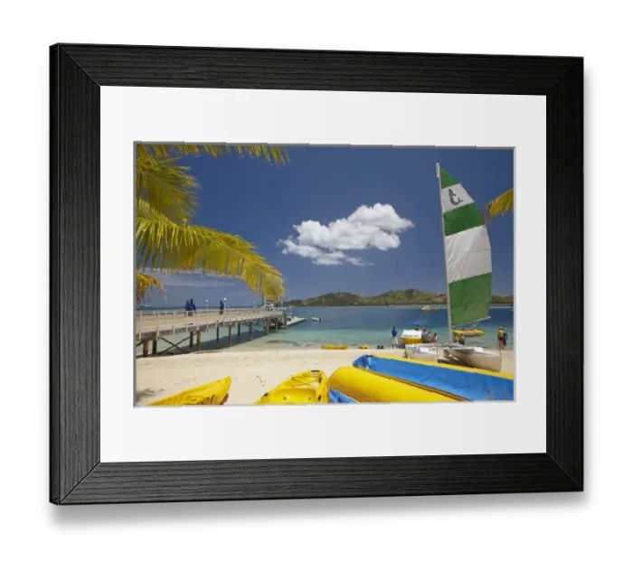 Framed Print : Jetty, boats and hobie cat, Plantation Island Resort, Malolo Lailai Island, Mamanuca Islands Framed Print : Jetty, boats and hobie cat, Plantation Island Resort, Malolo Lailai Island, Mamanuca Islands