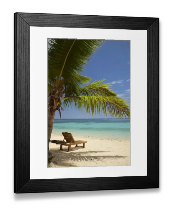 Framed Print : Beach, palm trees and lounger, Plantation Island Resort, Malolo Lailai Island, Mamanuca Islands Framed Print : Beach, palm trees and lounger, Plantation Island Resort, Malolo Lailai Island, Mamanuca Islands