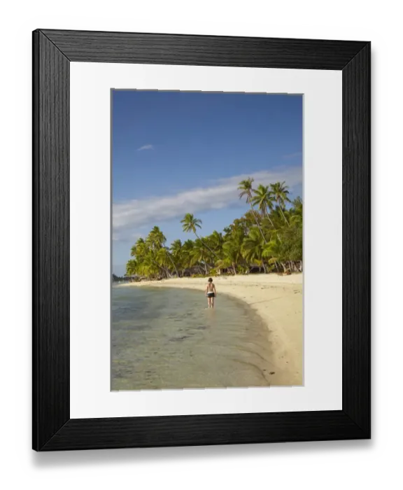 Framed Print : Girl walking along beach, Plantation Island Resort, Malolo Lailai Island, Mamanuca Islands Framed Print : Girl walking along beach, Plantation Island Resort, Malolo Lailai Island, Mamanuca Islands