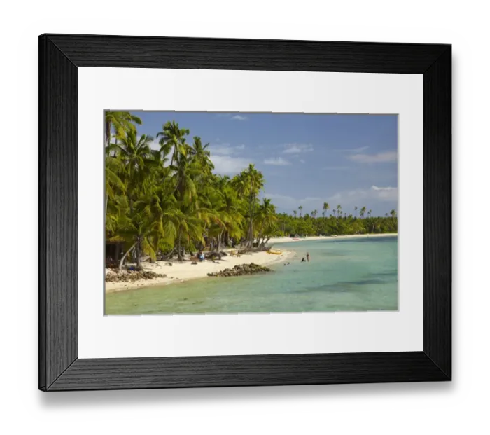 Framed Print : Beach, palm trees and beachfront bures, Plantation Island Resort, Malolo Lailai Island Framed Print : Beach, palm trees and beachfront bures, Plantation Island Resort, Malolo Lailai Island