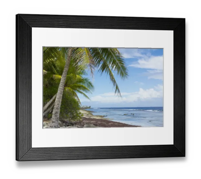 Framed Print : Majuro Marshall Islands beach with palm trees and ocean romantic scene Framed Print : Majuro Marshall Islands beach with palm trees and ocean romantic scene