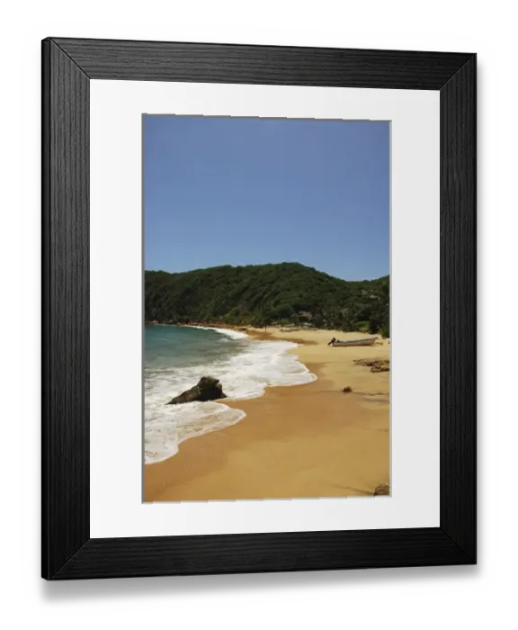 Framed Print : Mexico, Mazunte, scenic view of beach with mountains and houses in the background Framed Print : Mexico, Mazunte, scenic view of beach with mountains and houses in the background