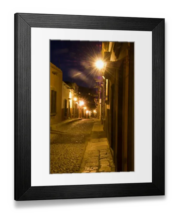 Framed Print : Mexico, San Miguel de Allende, Street scene before sunrise