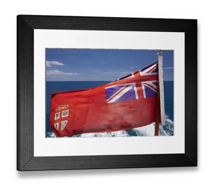 Framed Print : Fiji Merchant Ensign flag on Malolo Cat passenger ferry, Mamanucca Islands, near Nadi Framed Print : Fiji Merchant Ensign flag on Malolo Cat passenger ferry, Mamanucca Islands, near Nadi