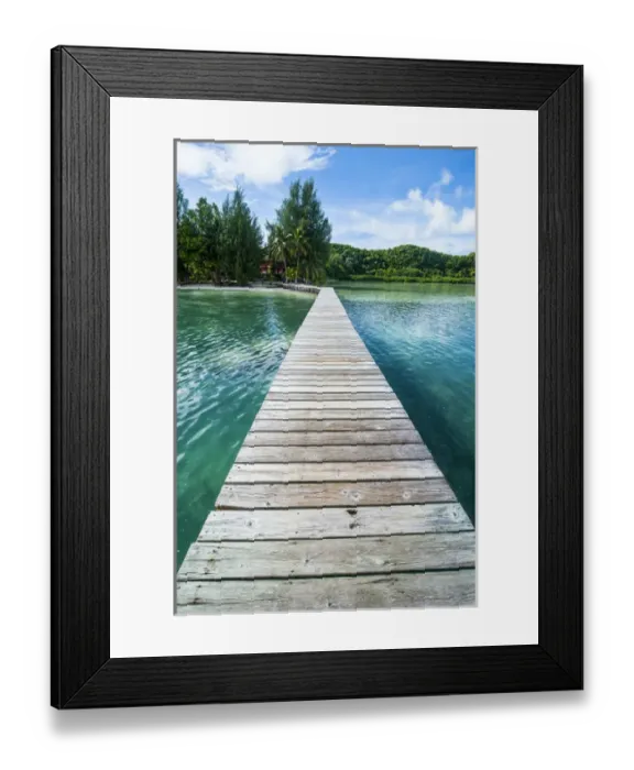 Framed Print : Boat pier on Carp island, one of the Rock islands, Palau, Central Pacific