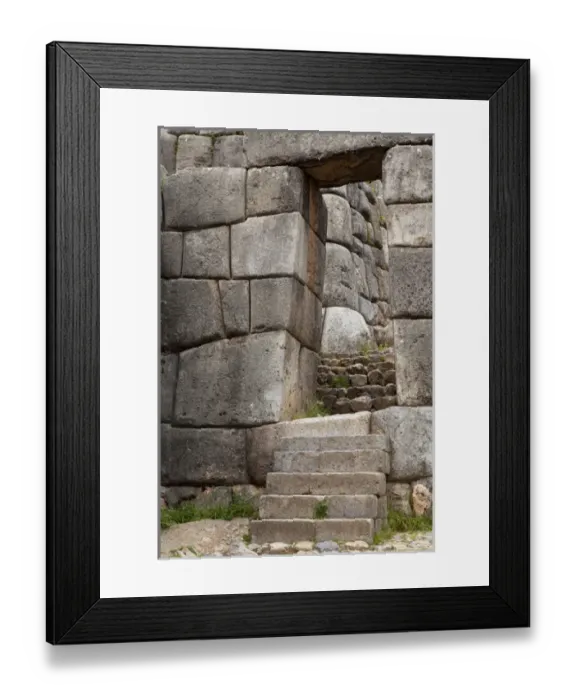 Framed Print : South America, Peru, Cuzco. Inca stone walls, stairs and door at Fort Sacsayhuaman ruins Framed Print : South America, Peru, Cuzco. Inca stone walls, stairs and door at Fort Sacsayhuaman ruins