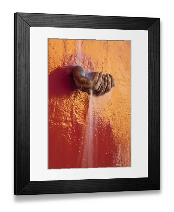 Framed Print : South America, Mexico, San Miguel de Allende. Fountain detail of water dropping in cupped hands Framed Print : South America, Mexico, San Miguel de Allende. Fountain detail of water dropping in cupped hands