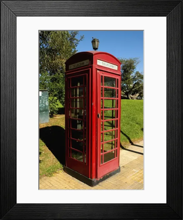 Framed Print : Argentina. Buenos Aires. Recoleta. Red phone box at Plaza francia Framed Print : Argentina. Buenos Aires. Recoleta. Red phone box at Plaza francia