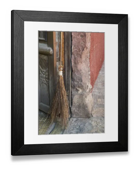 Framed Print : Mexico, San Miguel de Allende. Broom in doorway Framed Print : Mexico, San Miguel de Allende. Broom in doorway