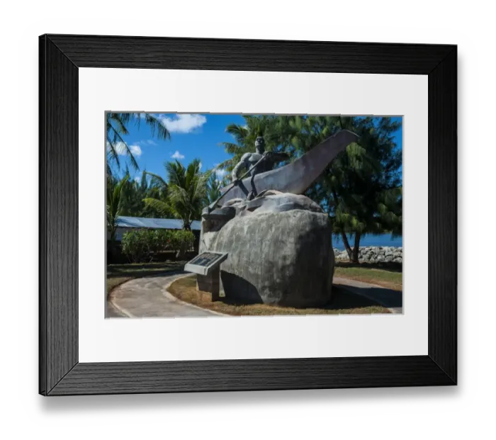 Framed Print : Bronze statue of a Chamorro chief, Guam, US Territory, Central Pacific