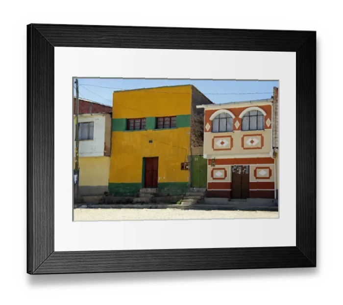 Framed Print : South America, Bolivia, Calamarca. Colorful buildings of Calamarca Framed Print : South America, Bolivia, Calamarca. Colorful buildings of Calamarca
