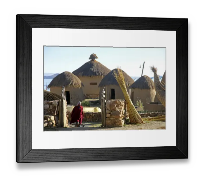 Framed Print : South America, Bolivia, Huatajata. Andean Eco-Village of Inca Utama on Lake Titicaca