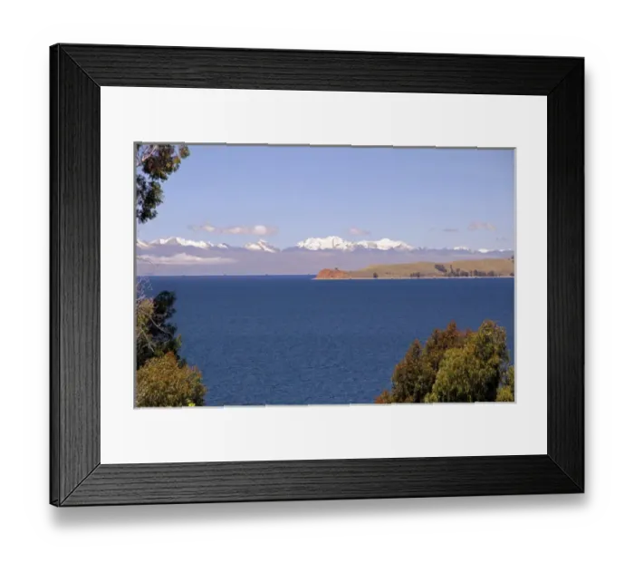 Framed Print : South America, Bolivia, Sun Island. View of the Royal Range of the Andes from Sun Island Framed Print : South America, Bolivia, Sun Island. View of the Royal Range of the Andes from Sun Island