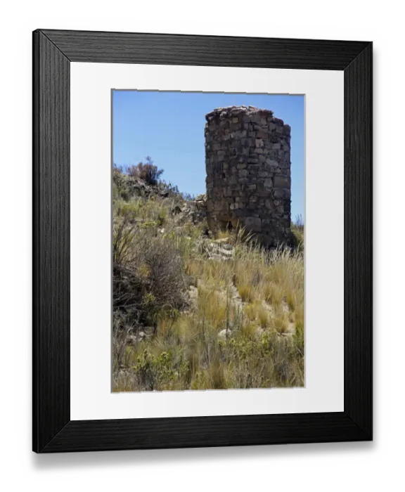 Framed Print : South America, Bolivia, Kala Uta Island. Chullpa, or funerary tower, of Lake Titicaca