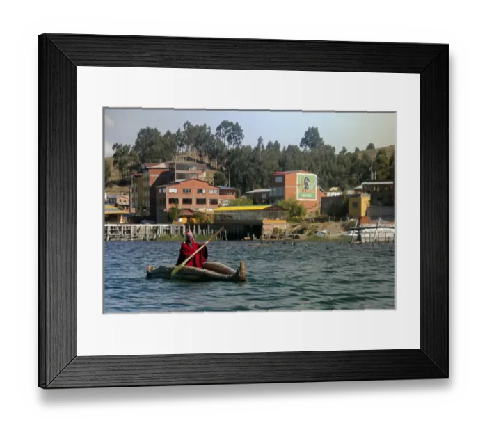 Framed Print : South America, Bolivia, Lake Titicaca. Traditional Reed Boat of the Quewaya on Lake Framed Print : South America, Bolivia, Lake Titicaca. Traditional Reed Boat of the Quewaya on Lake
