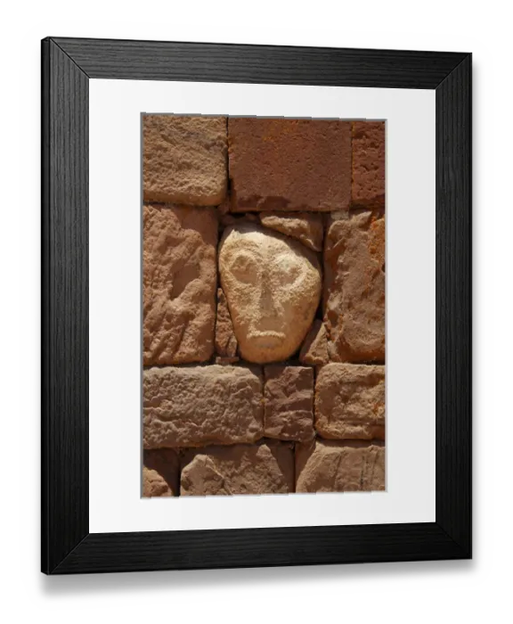 Framed Print : South America, Bolivia, Tiwanaku. Alien Stone Tenon Head of Pre-Columbian Framed Print : South America, Bolivia, Tiwanaku. Alien Stone Tenon Head of Pre-Columbian