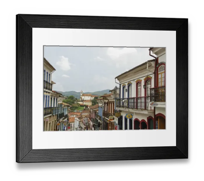 Framed Print : Brazil, Minas Gerais, Ouro Preto, colonial street Framed Print : Brazil, Minas Gerais, Ouro Preto, colonial street