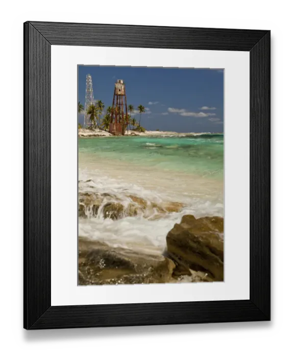 Framed Print : View of lighthouse on Half Moon Caye Natural Monument. Central America, Belize. (NR) Framed Print : View of lighthouse on Half Moon Caye Natural Monument. Central America, Belize. (NR)