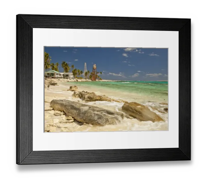 Framed Print : View of lighthouse on Half Moon Caye Natural Monument. Central America, Belize. (NR)